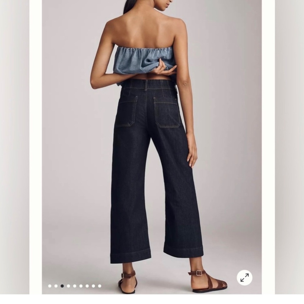 Anthropologie Maeve The Colette dark Rinse Wide -Leg Jeans cropped  like new - Picture 3 of 7